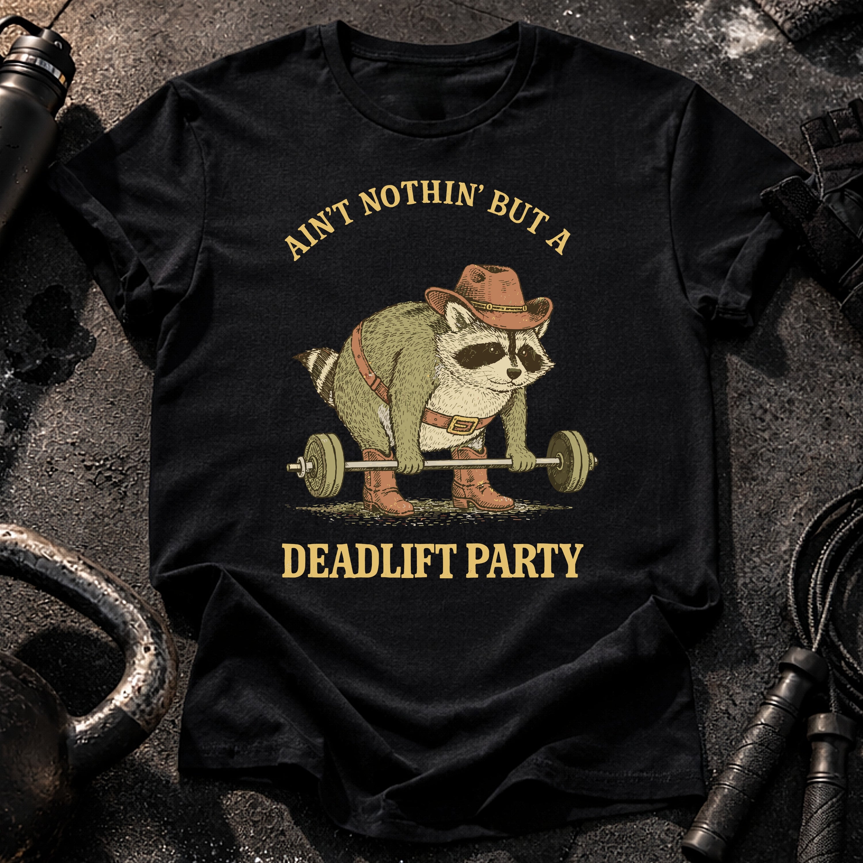 Deadlift Party Raccoon T-Shirt