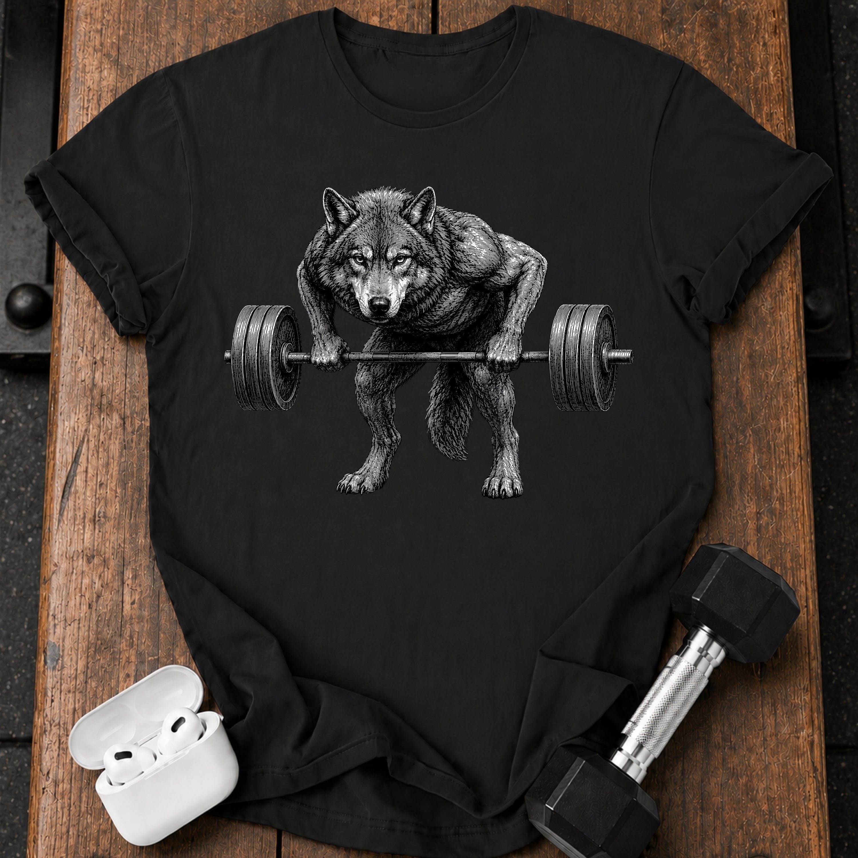Wolf Barbell Row T-Shirt