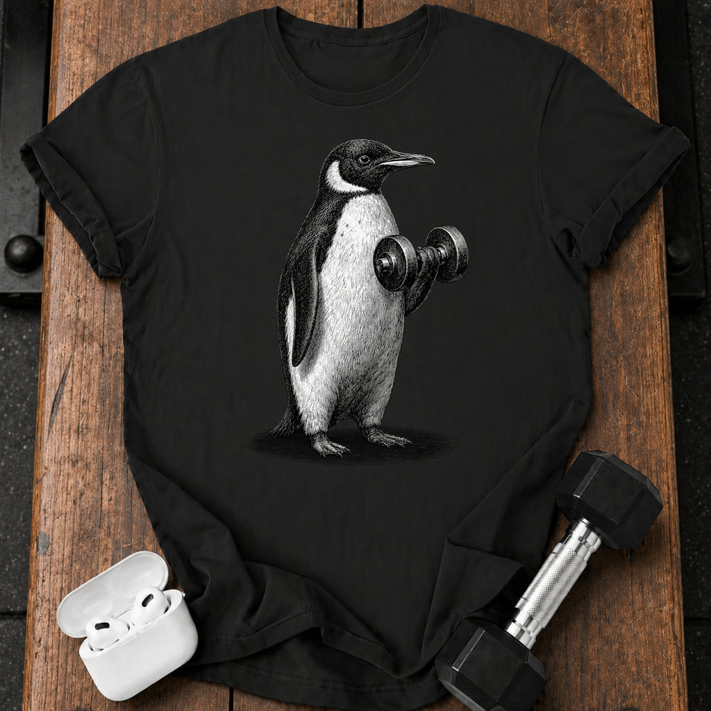 Penguin Dumbbell Curl T-Shirt
