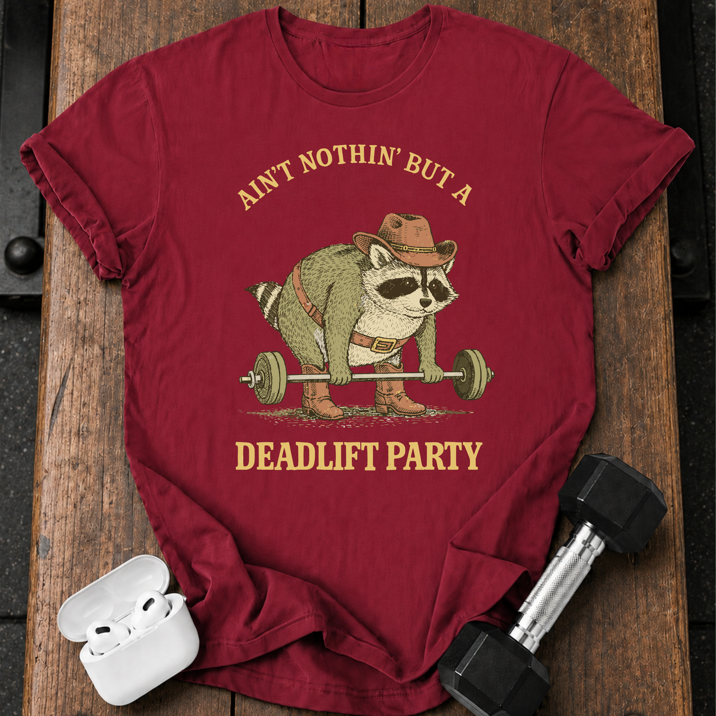 Deadlift Party Raccoon T-Shirt