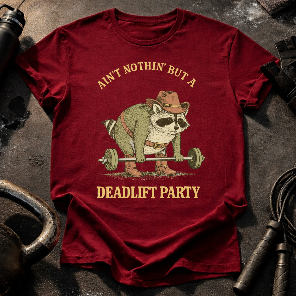 Deadlift Party Raccoon T-Shirt