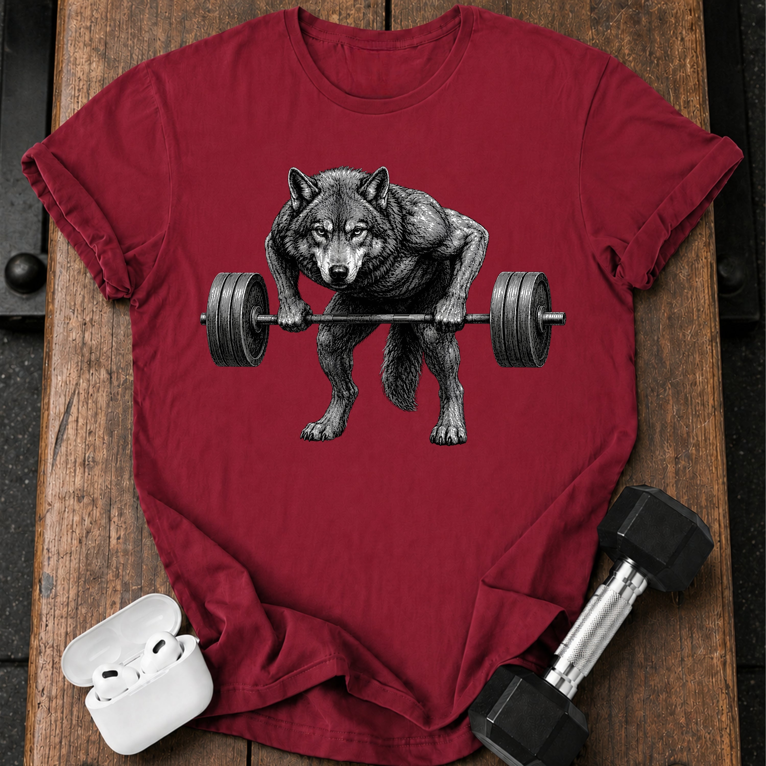 Wolf Barbell Row T-Shirt
