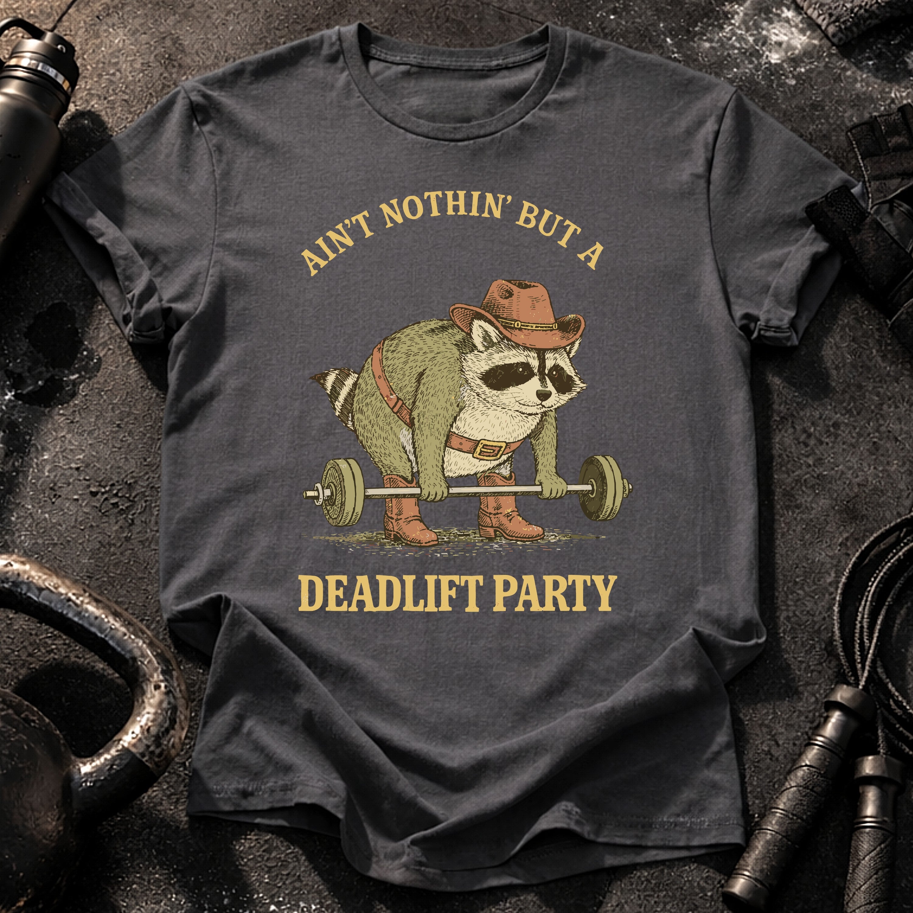 Deadlift Party Raccoon T-Shirt
