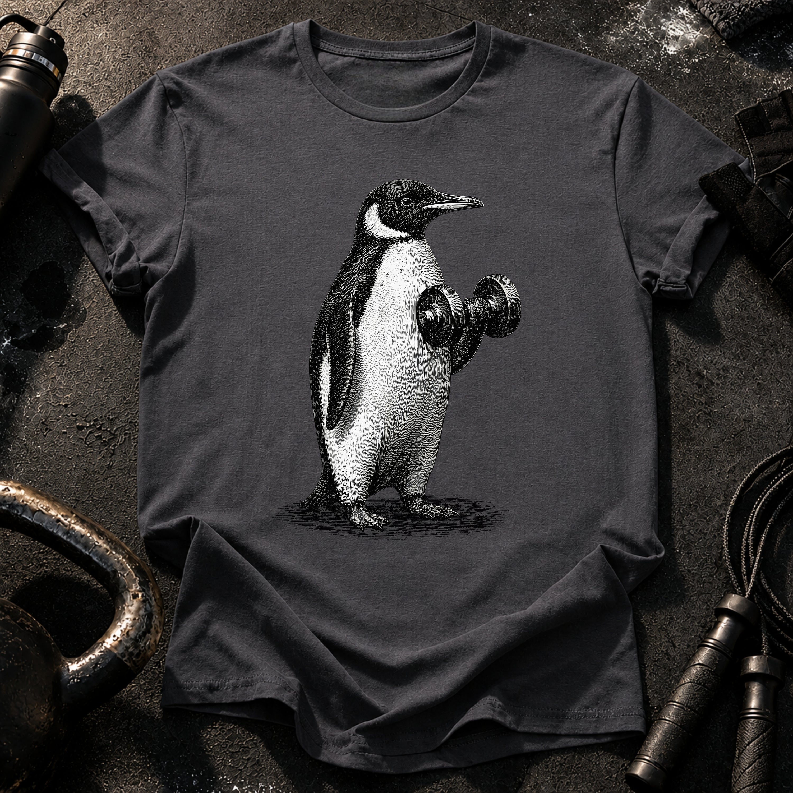 Penguin Dumbbell Curl T-Shirt