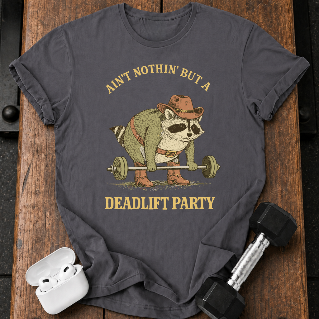 Deadlift Party Raccoon T-Shirt