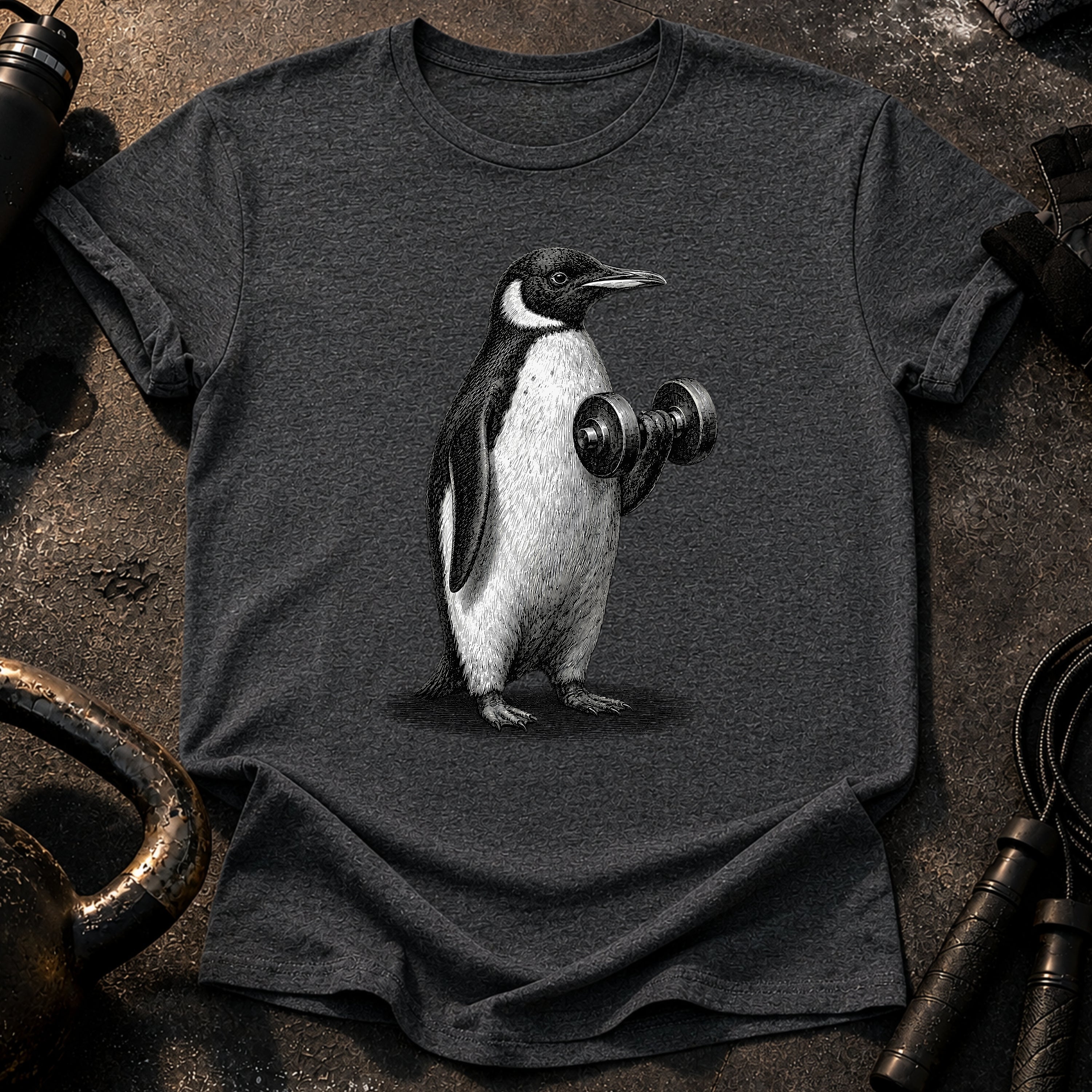Penguin Dumbbell Curl T-Shirt