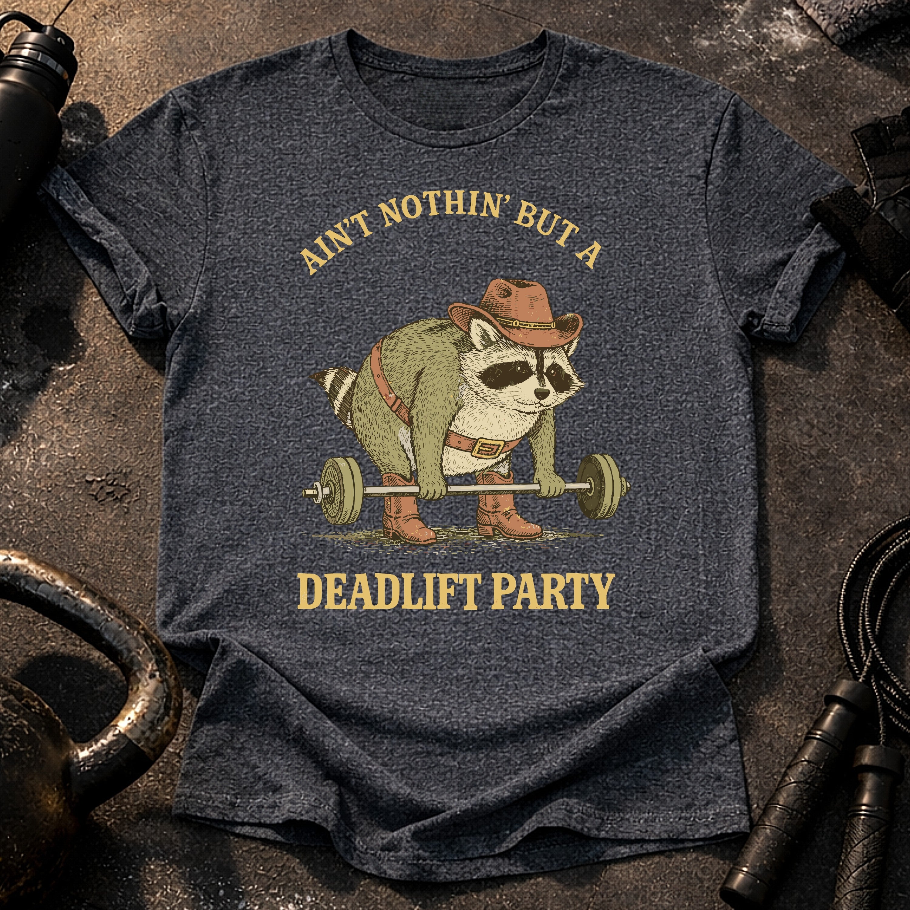 Deadlift Party Raccoon T-Shirt