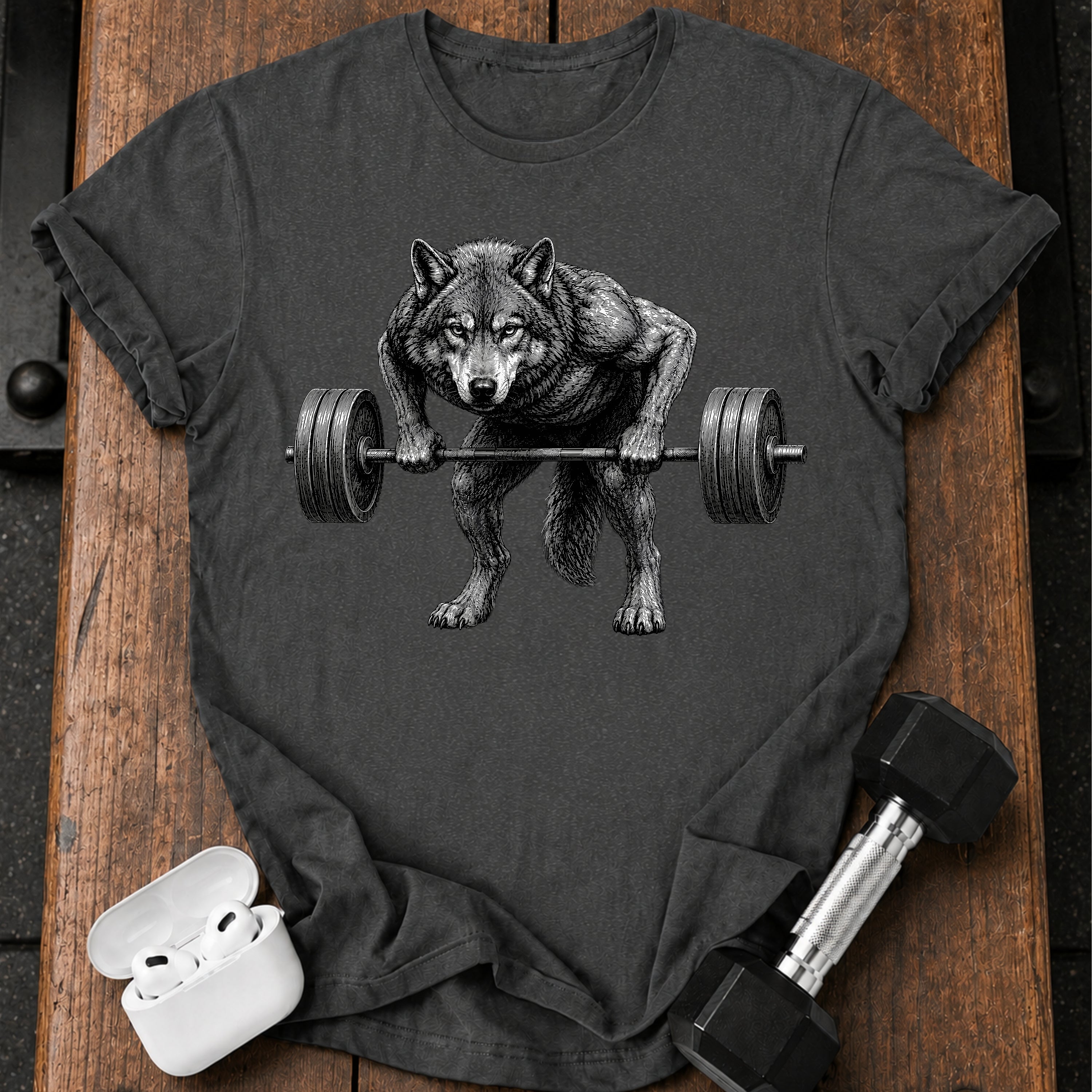 Wolf Barbell Row T-Shirt