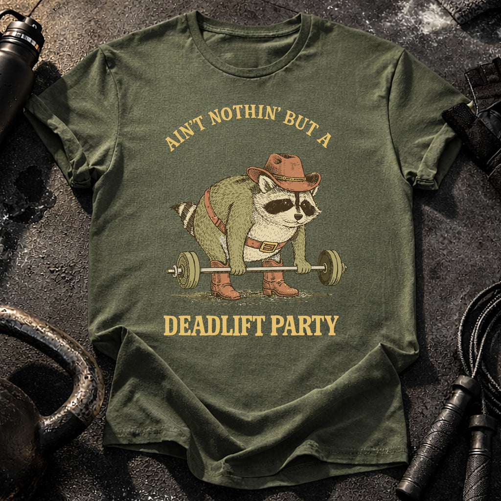 Deadlift Party Raccoon T-Shirt