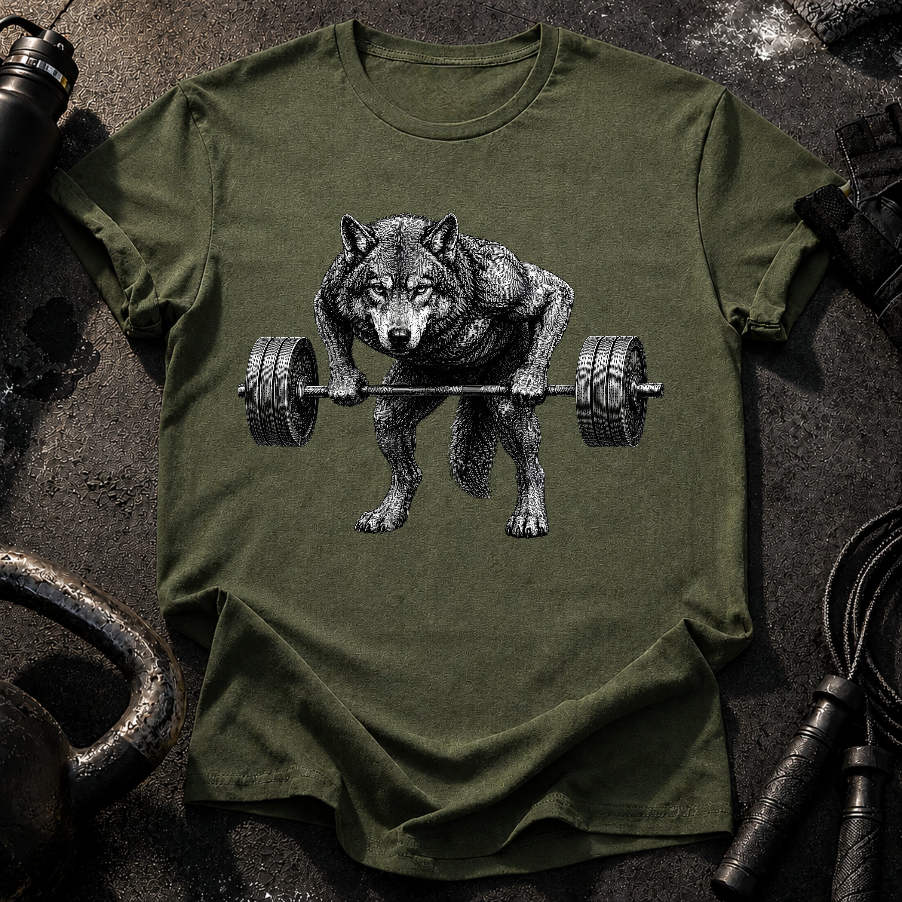 Wolf Barbell Row T-Shirt
