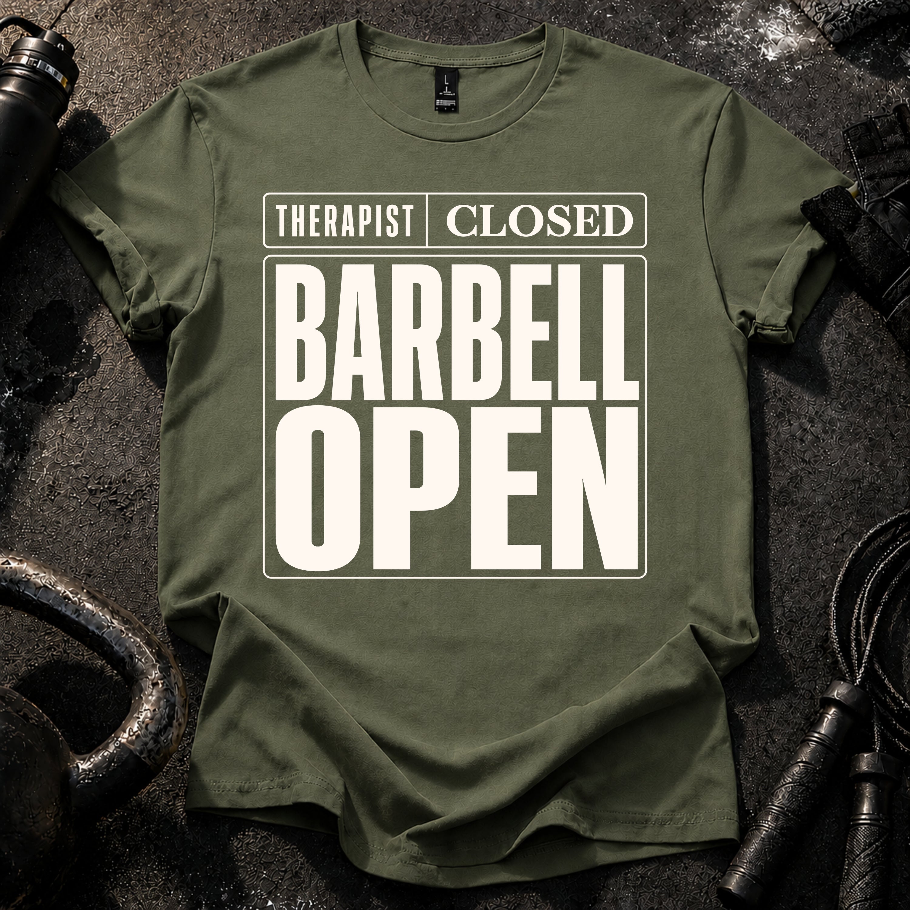 Therapist Closed Barbell Open T-Shirt