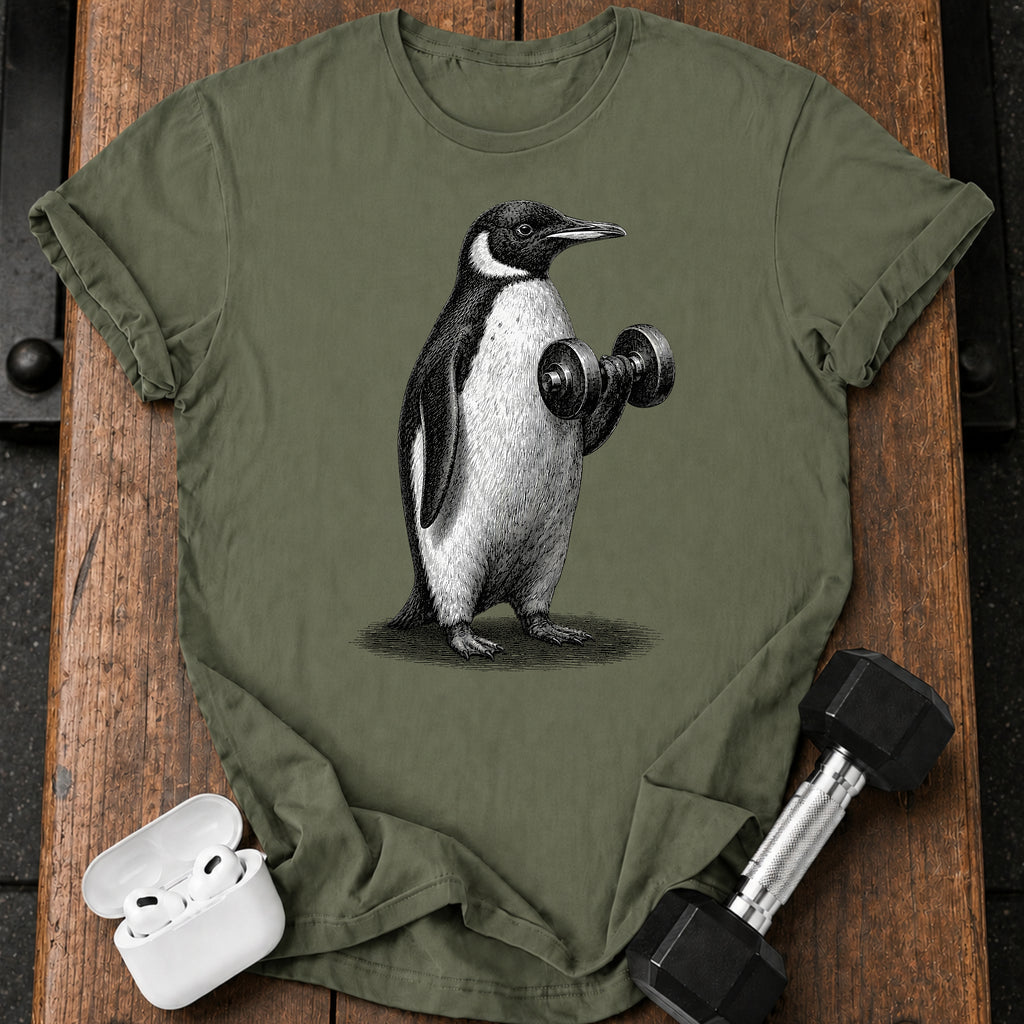 Penguin Dumbbell Curl T-Shirt