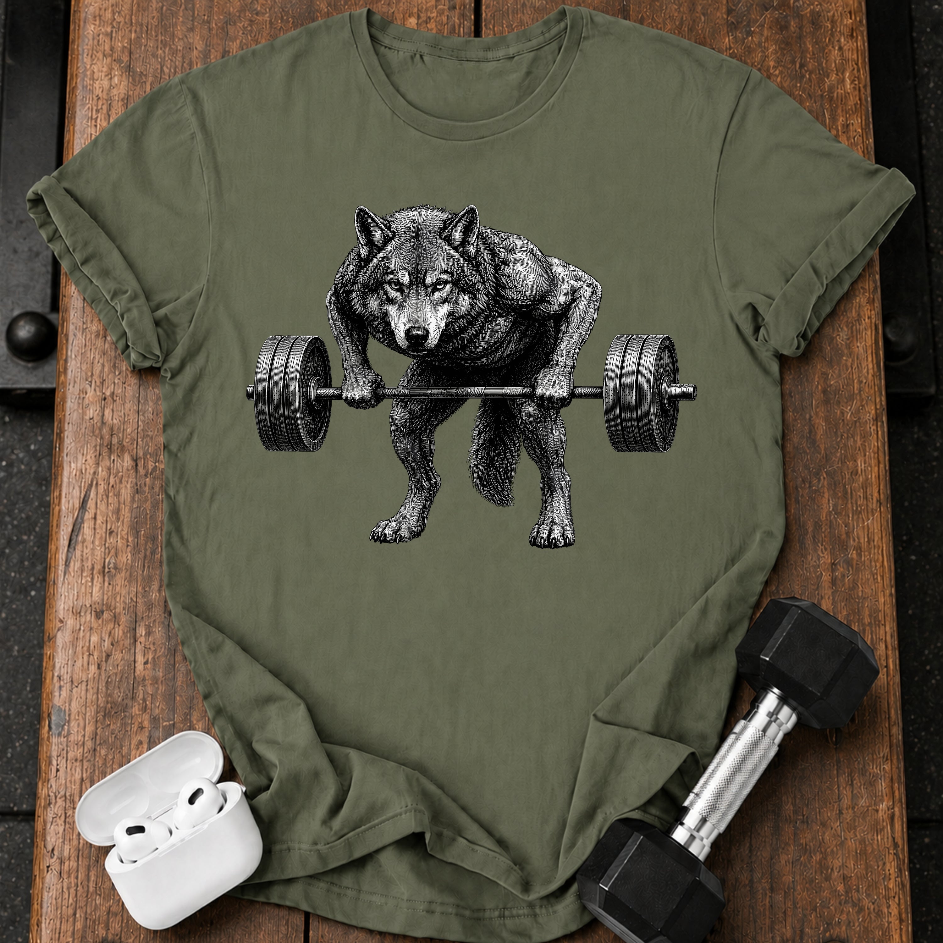 Wolf Barbell Row T-Shirt