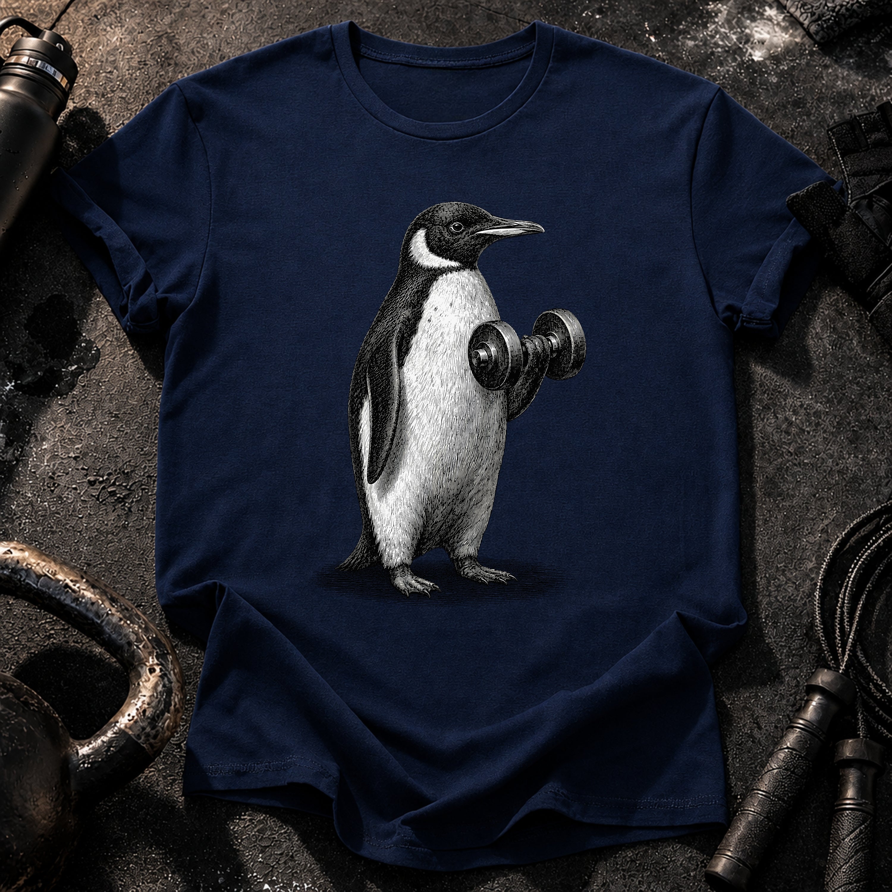 Penguin Dumbbell Curl T-Shirt
