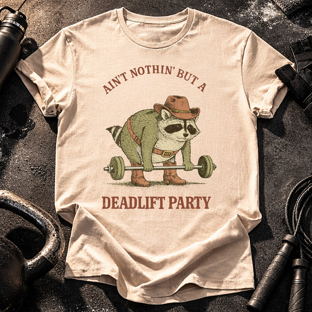 Deadlift Party Raccoon T-Shirt