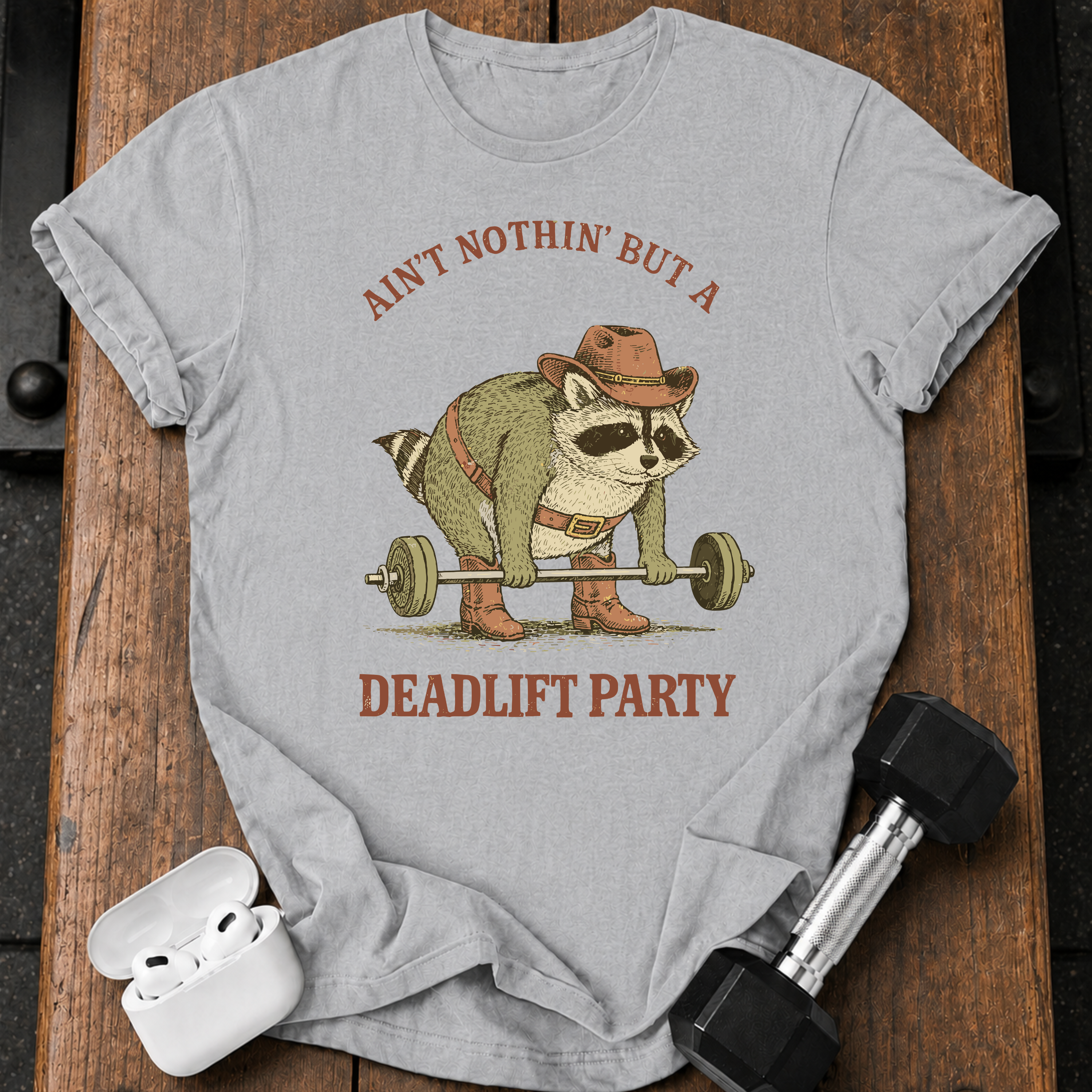 Deadlift Party Raccoon T-Shirt