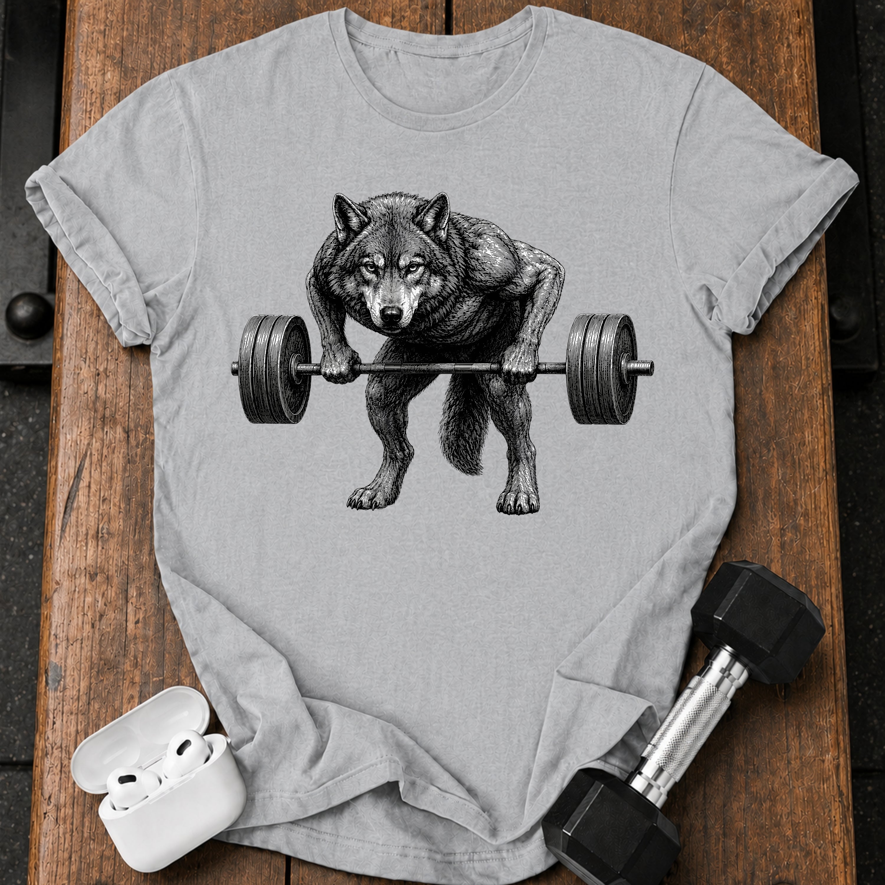 Wolf Barbell Row T-Shirt