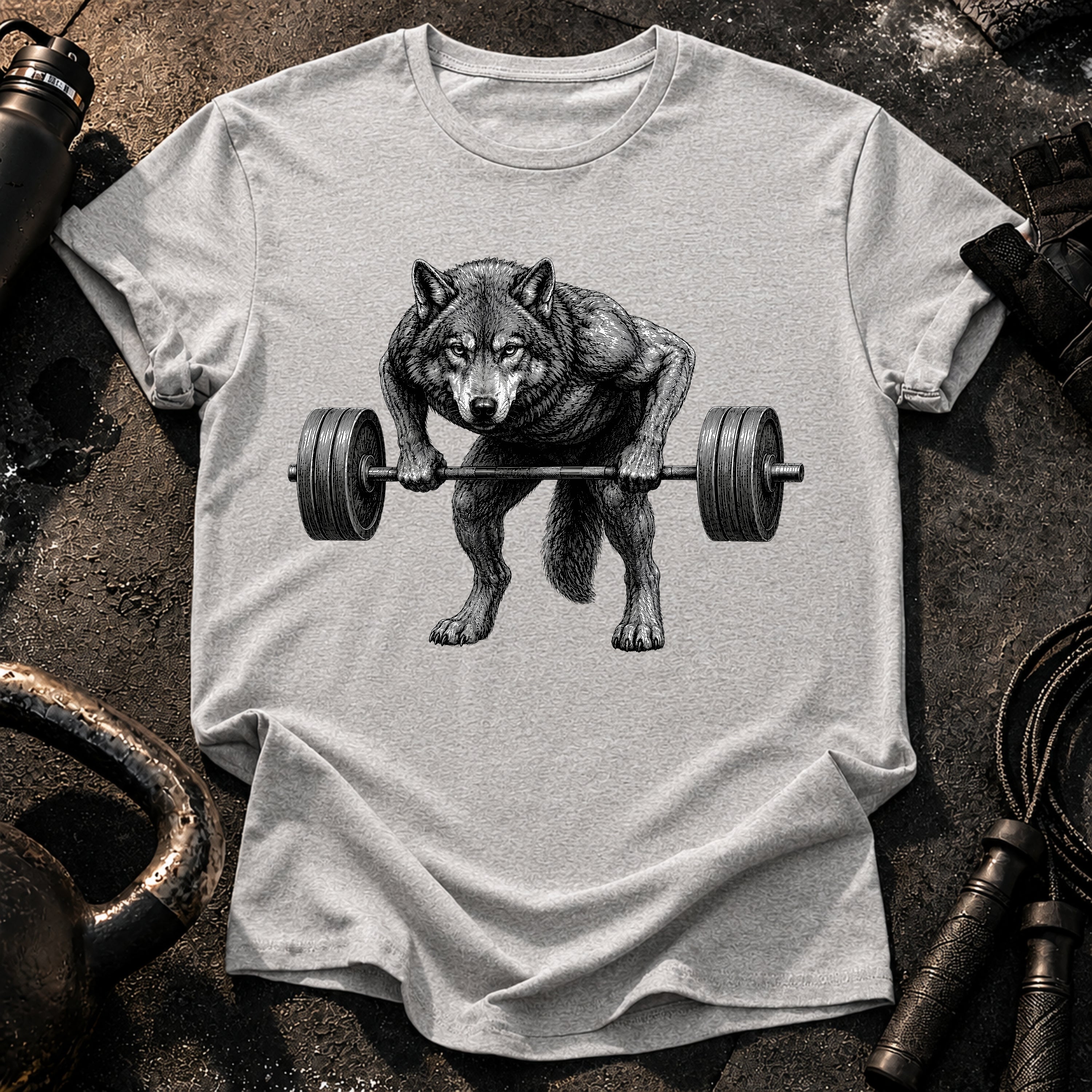 Wolf Barbell Row T-Shirt