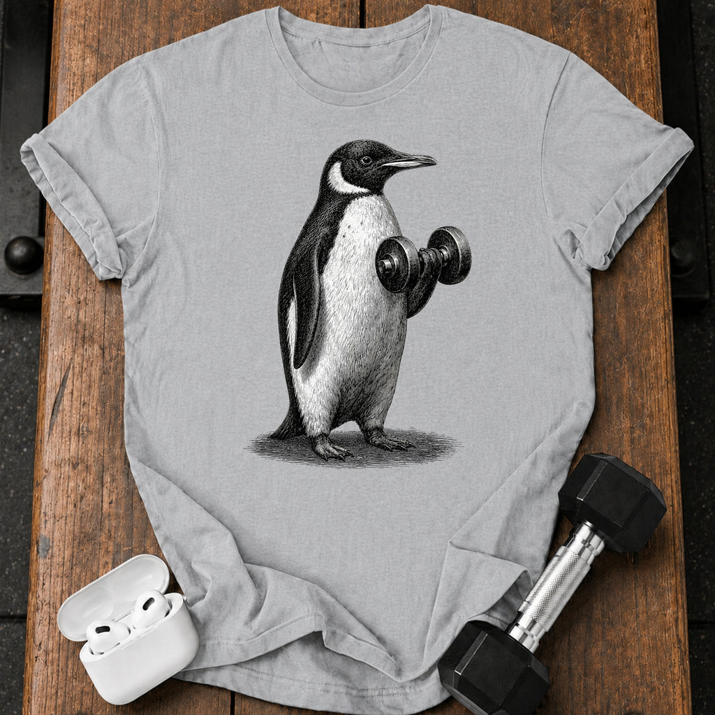 Penguin Dumbbell Curl T-Shirt