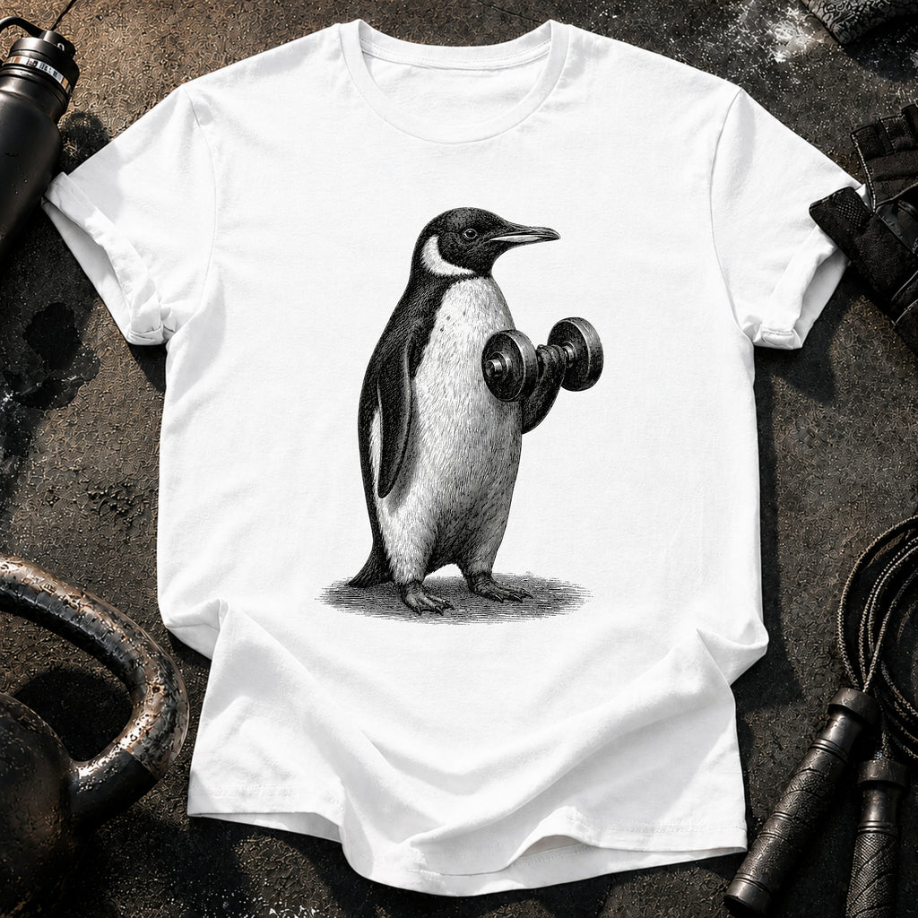 Penguin Dumbbell Curl T-Shirt