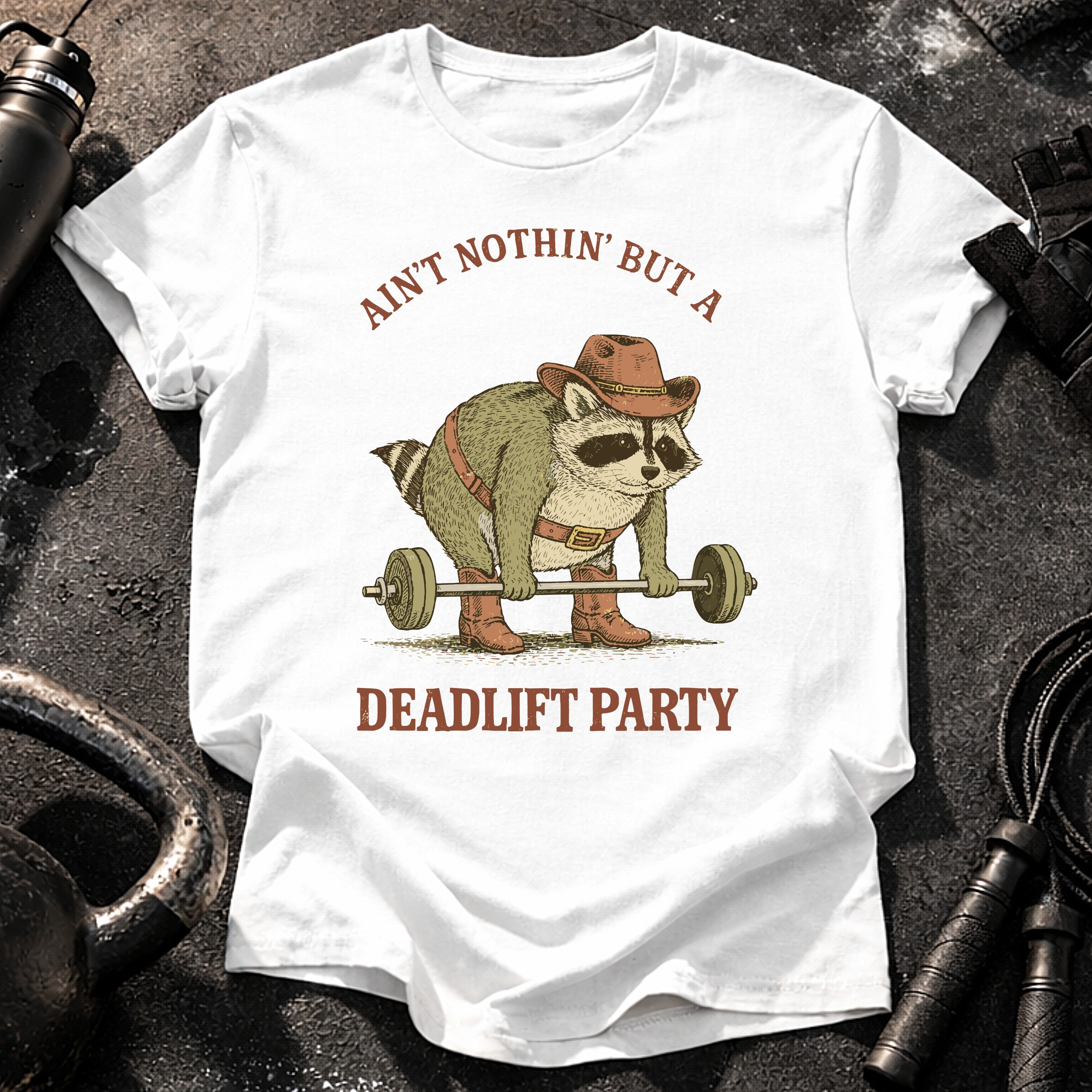 Deadlift Party Raccoon T-Shirt